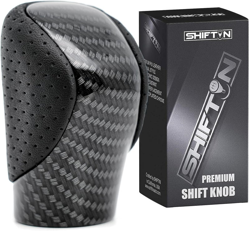 SHIFTIN Gear Shift Knob Shifter for Lexus ES GS GX is NX RC RX 200t 300 350 3450h 450hL 350L (Punched Black Leather/Carbon Pattern) - Image 1